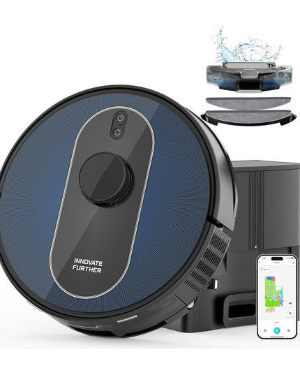 Aspirateur et laveur robot 5 en 1 6000 Pa à vidage automatique 