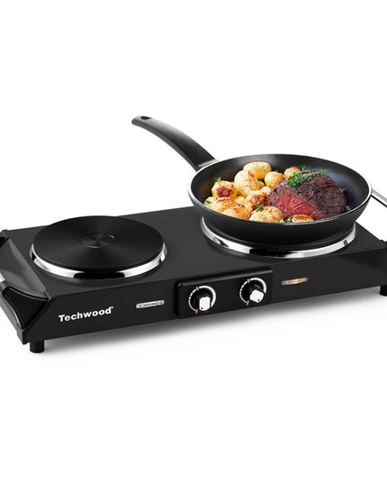 Cuisinière électrique portable argentée à 2 brûleurs de 18,8 cm (7,4 po)