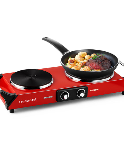 Cuisinière électrique portable argentée à 2 brûleurs de 18,8 cm (7,4 po)