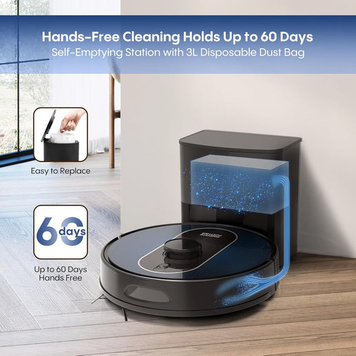 Aspirateur et laveur robot 5 en 1 6000 Pa à vidage automatique 