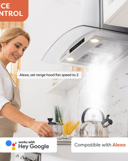 Hotte de cuisine intelligente murale de 76 cm (30 pouces)