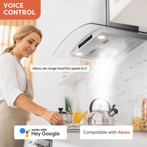 Hotte de cuisine intelligente murale de 76 cm (30 pouces)