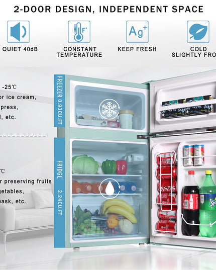 Mini-réfrigérateur rétro de 3,2 pi³ avec congélateur compact
