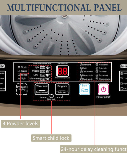 Laveuse portable à chargement par le haut entièrement automatique de 1,7 pi³