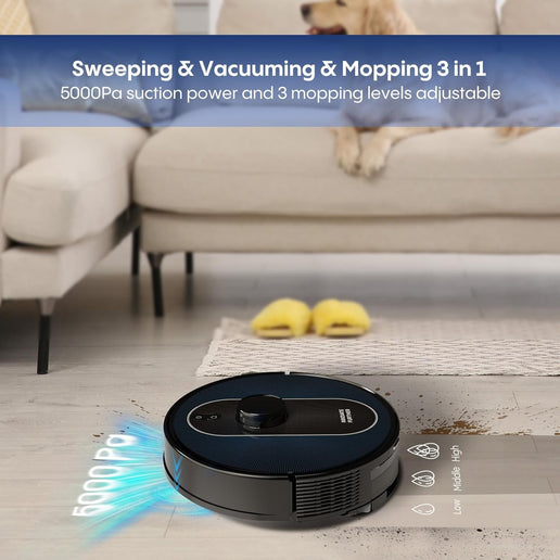 Aspirateur et laveur robot 5 en 1 6000 Pa à vidage automatique 