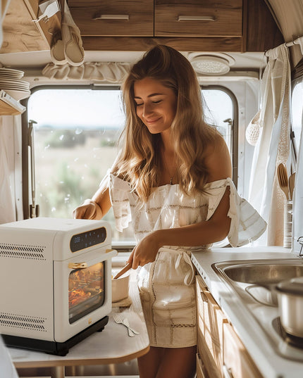 8-in-1 1100-Watt Schnelldampf-Toasterofen mit Heißluftfritteuse