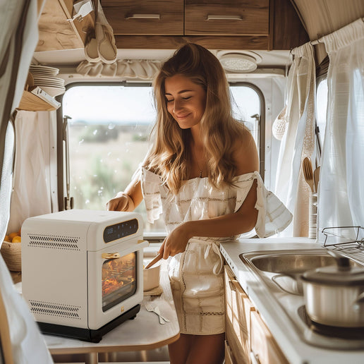 8-in-1 1100-Watt Schnelldampf-Toasterofen mit Heißluftfritteuse