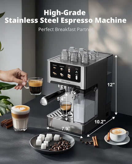 Machine à expresso 2 tasses en acier inoxydable