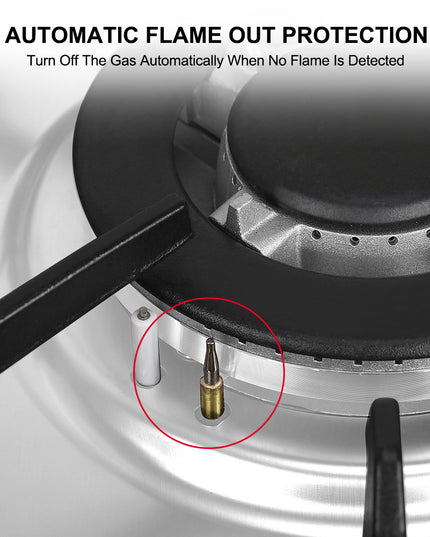 Plaque de cuisson à gaz encastrable de 76 cm (30 po) à 5 brûleurs en acier inoxydable